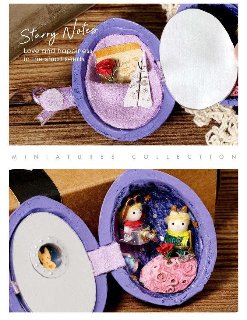 DIY Miniature Dollhouse Kit - Walnut Shell / Easter Egg Theme - Handcraft Mini World - Creative Gift Idea - Builditfy