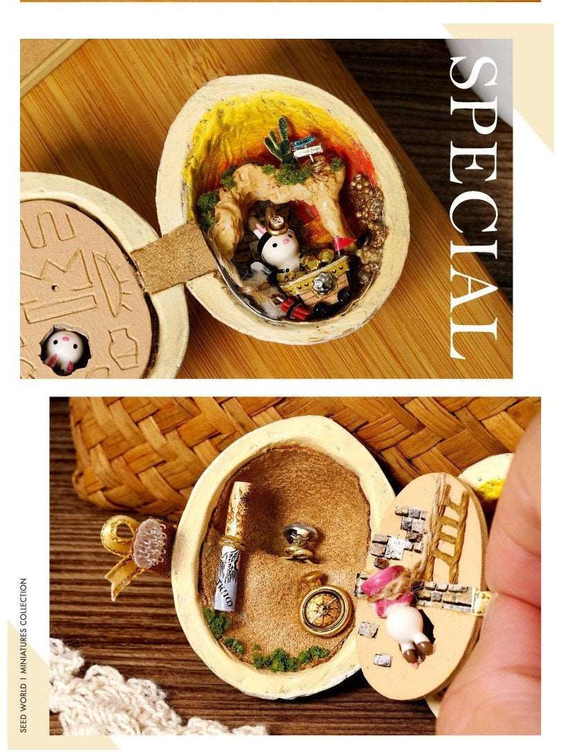 DIY Miniature Dollhouse Kit - Walnut Shell / Easter Egg Theme - Handcraft Mini World - Creative Gift Idea - Builditfy