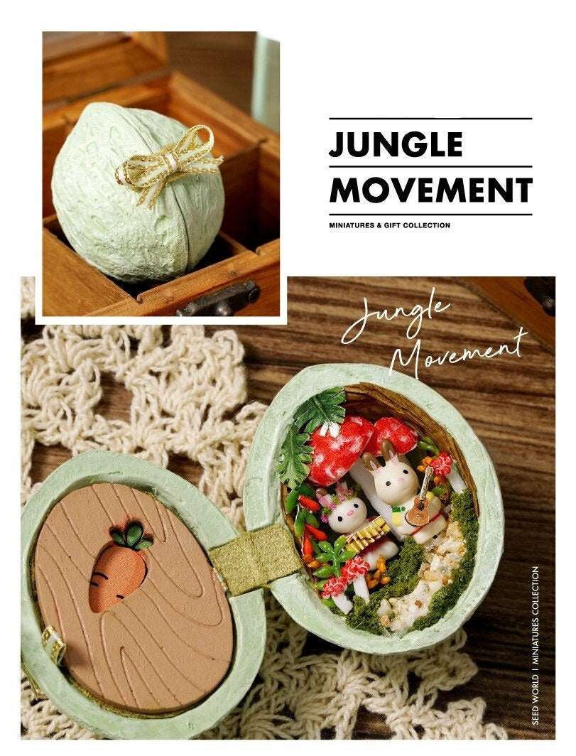 DIY Miniature Dollhouse Kit - Walnut Shell / Easter Egg Theme - Handcraft Mini World - Creative Gift Idea - Builditfy