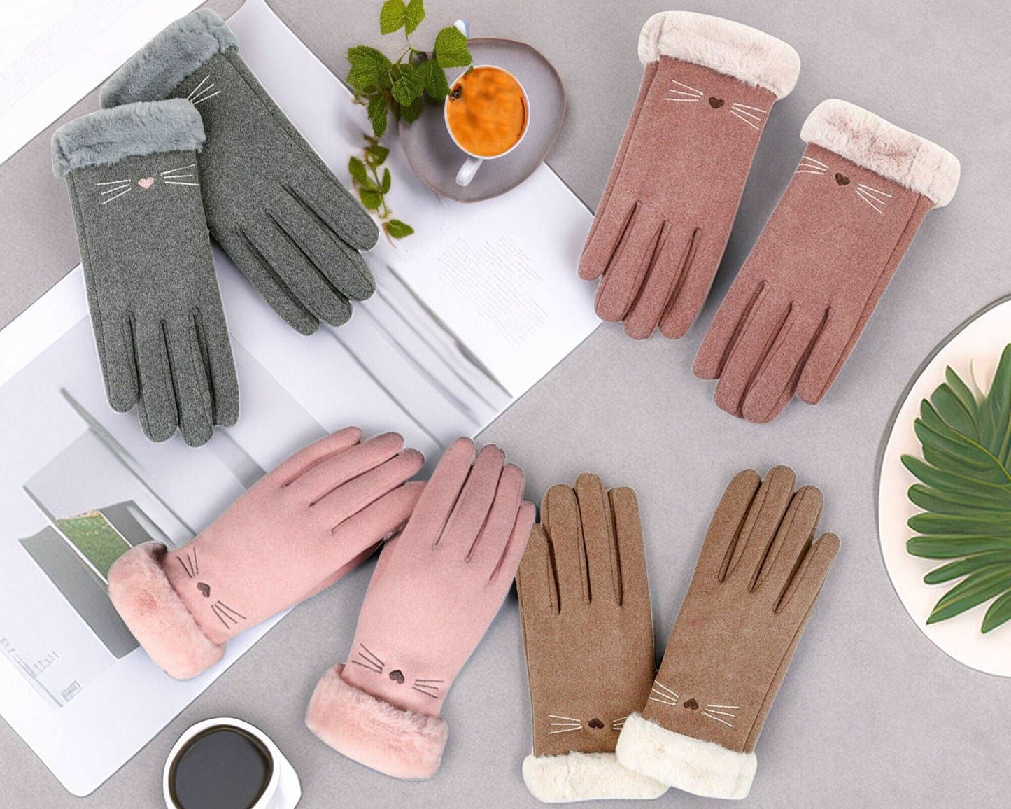 Winter Warmth in Style: Cat Lover's Touchscreen Cotton Gloves for Women - Builditfy