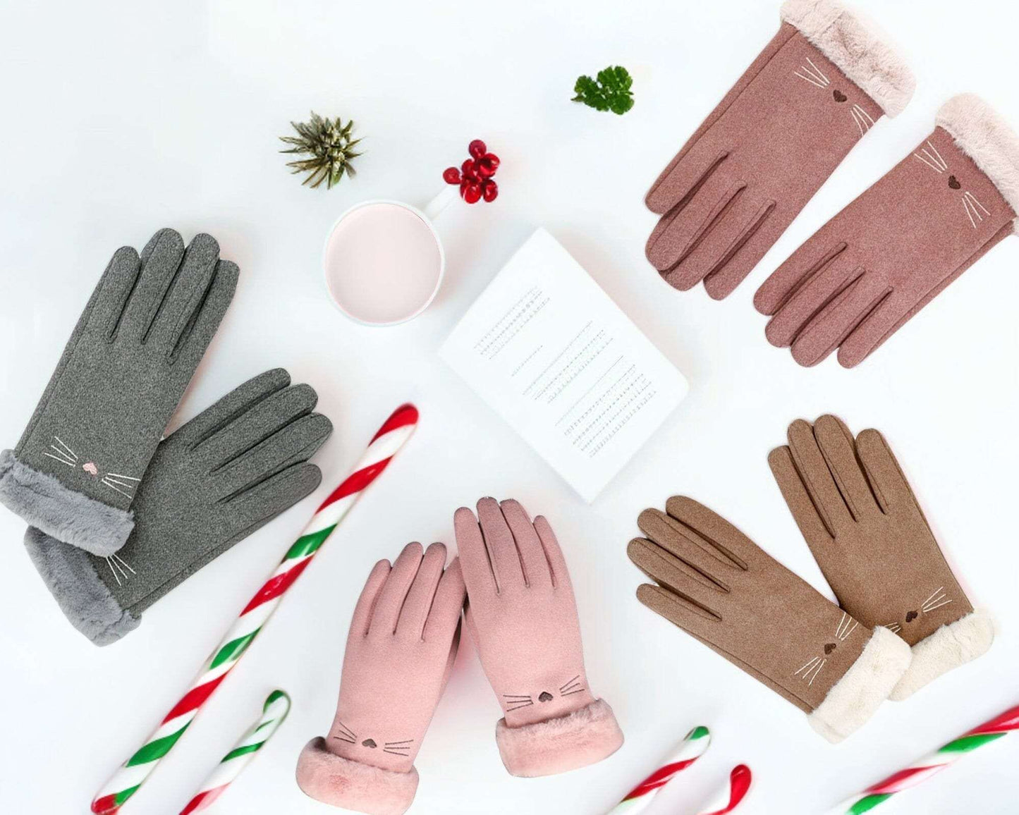 Winter Warmth in Style: Cat Lover's Touchscreen Cotton Gloves for Women - Builditfy