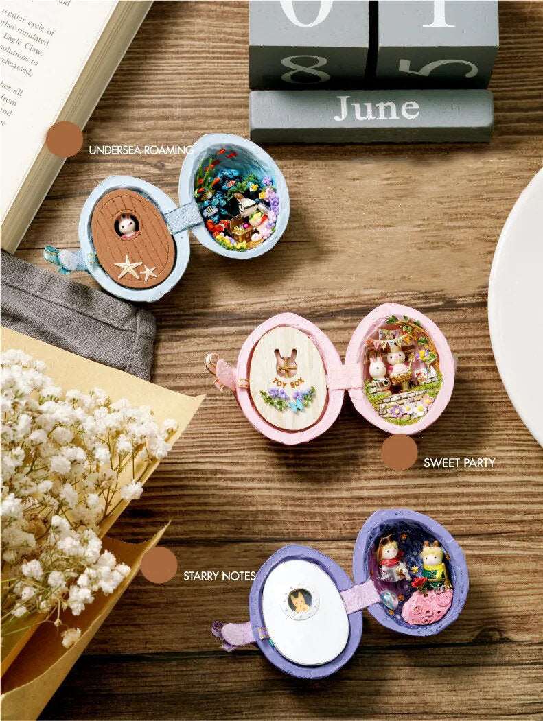 DIY Miniature Dollhouse Kit - Walnut Shell / Easter Egg Theme - Handcraft Mini World - Creative Gift Idea - Builditfy