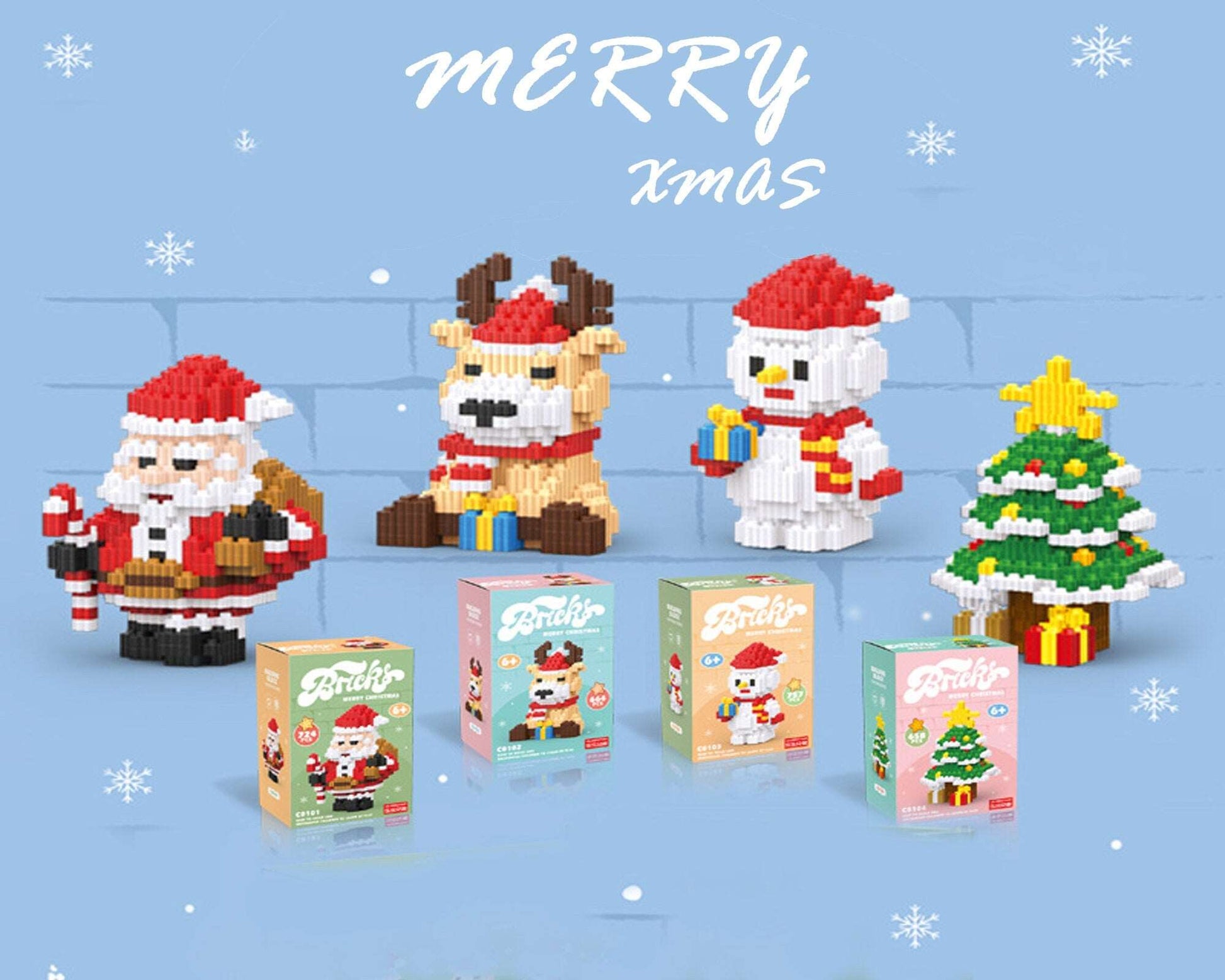 DIY Magical Christmas Moments: DIY Building Blocks Kits - Santa, Reindeer, Snowman, and Christmas Tree Decor - Builditfy