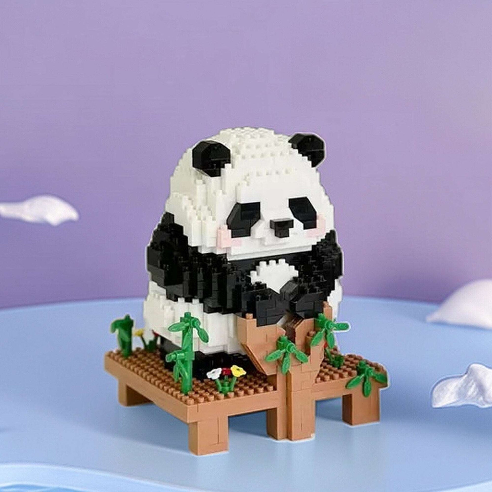 Build-Your-Own Adorable Panda Garden Nano Blocks Brick Set - Charming 1098 Piece Panda Model with Bench - Delightful Wildlife Building Kit - Builditfy
