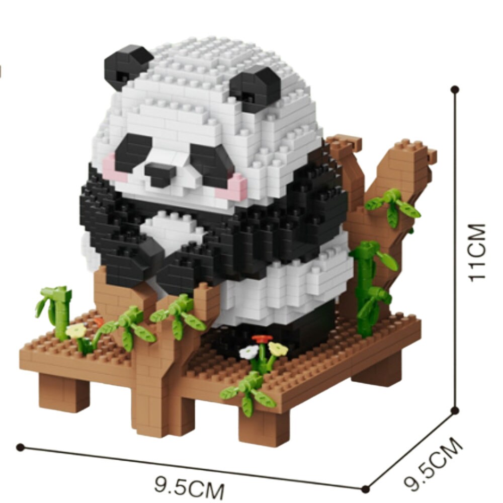 Build-Your-Own Adorable Panda Garden Nano Blocks Brick Set - Charming 1098 Piece Panda Model with Bench - Delightful Wildlife Building Kit - Builditfy