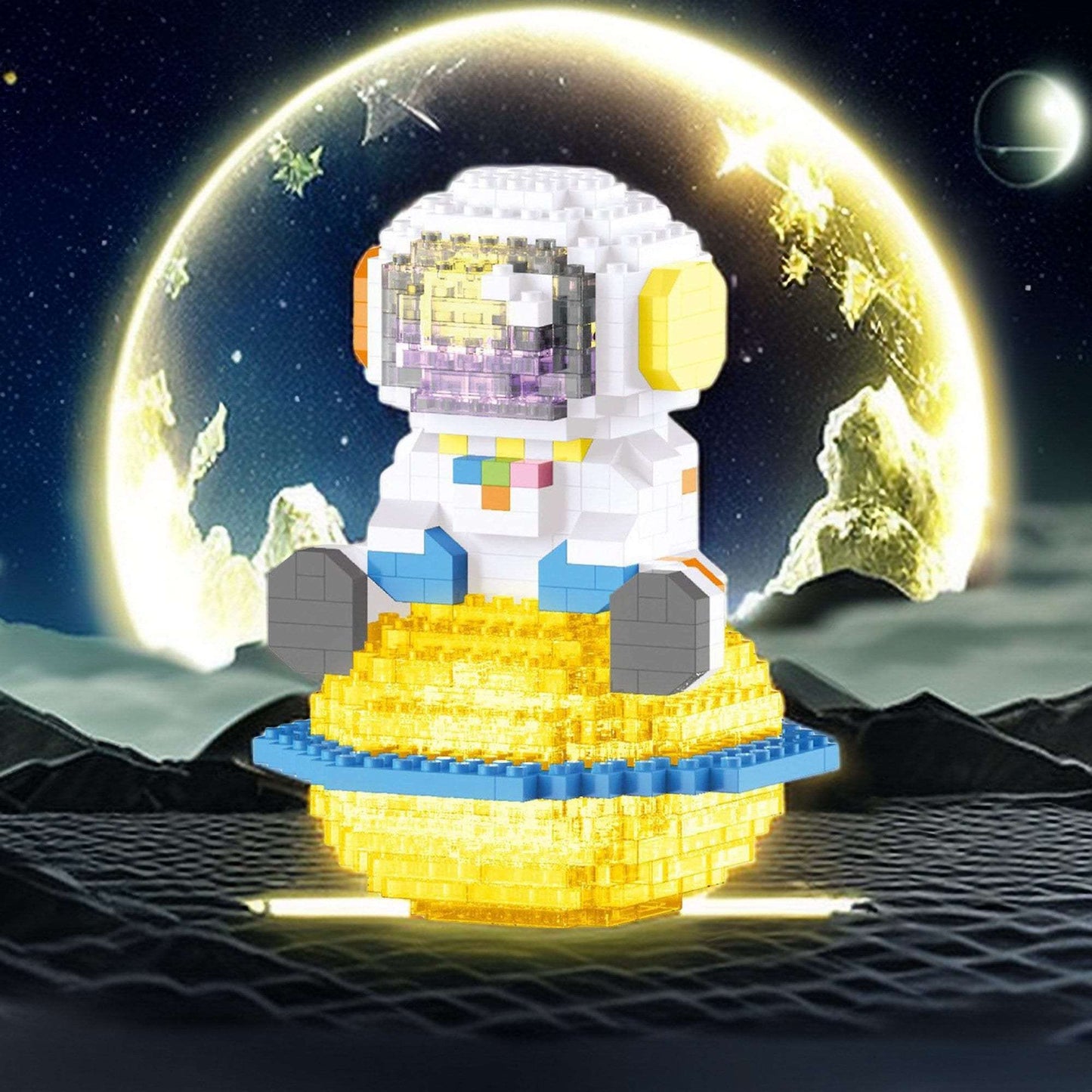 DIY Galactic Space Explorer Mini Brick Sets - Astronaut Figures Nano Blocks Building Kits with Glowing Feature - Builditfy