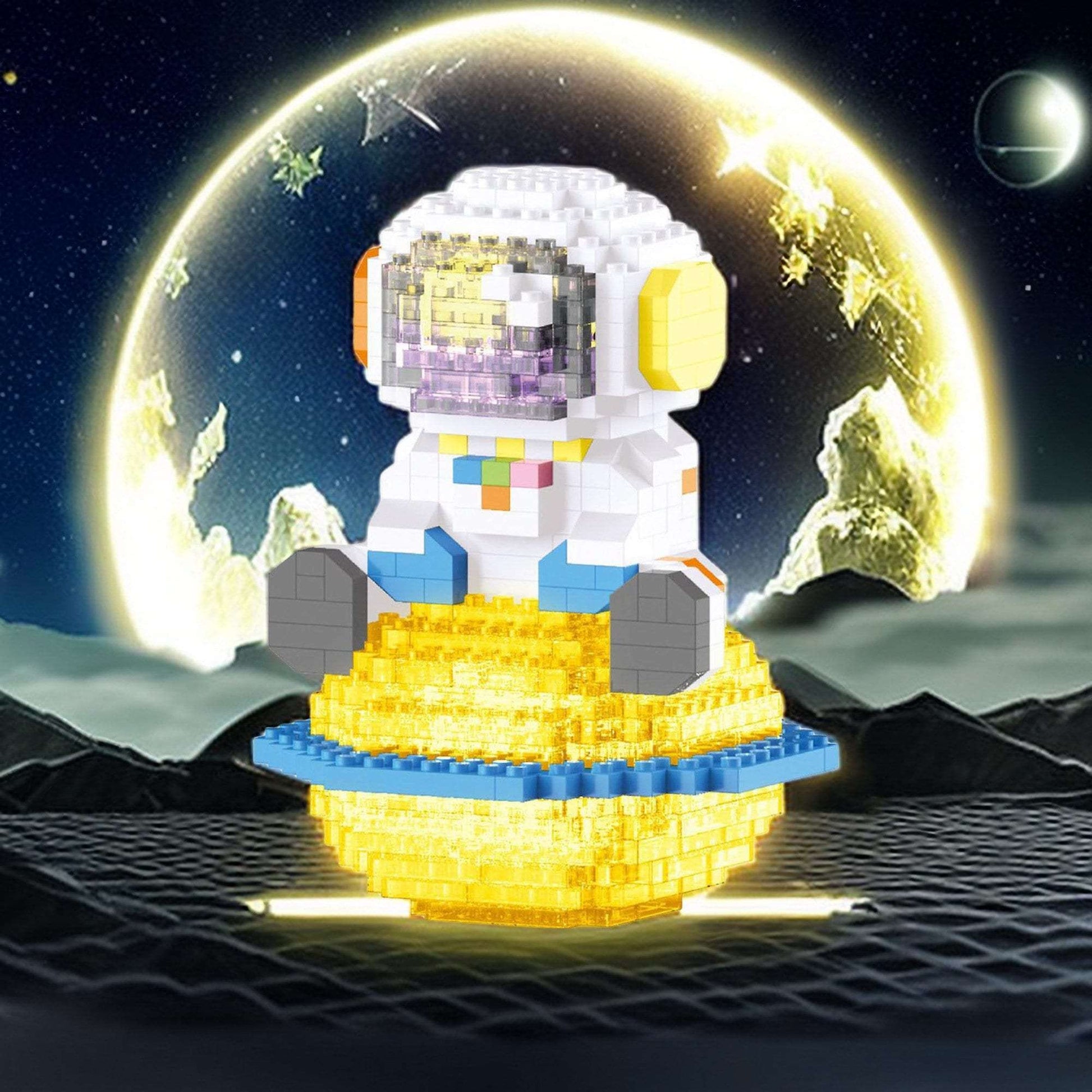 DIY Galactic Space Explorer Mini Brick Sets - Astronaut Figures Nano Blocks Building Kits with Glowing Feature - Builditfy