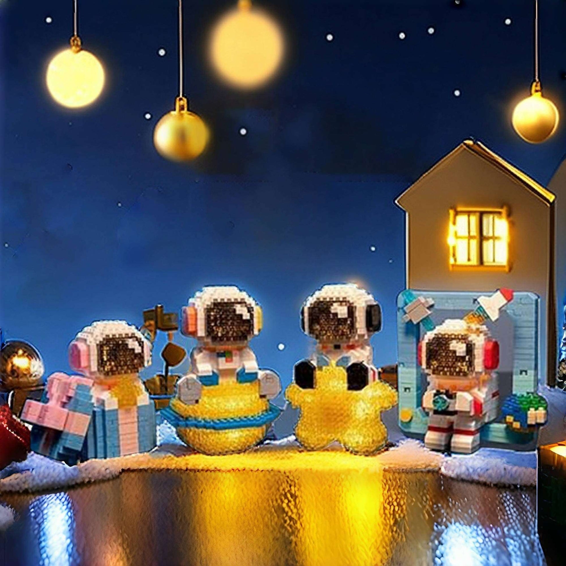 DIY Galactic Space Explorer Mini Brick Sets - Astronaut Figures Nano Blocks Building Kits with Glowing Feature - Builditfy