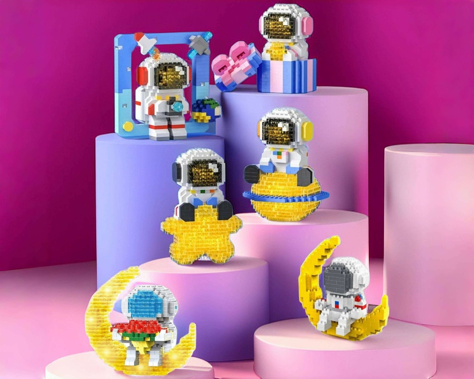 DIY Galactic Space Explorer Mini Brick Sets - Astronaut Figures Nano Blocks Building Kits with Glowing Feature - Builditfy