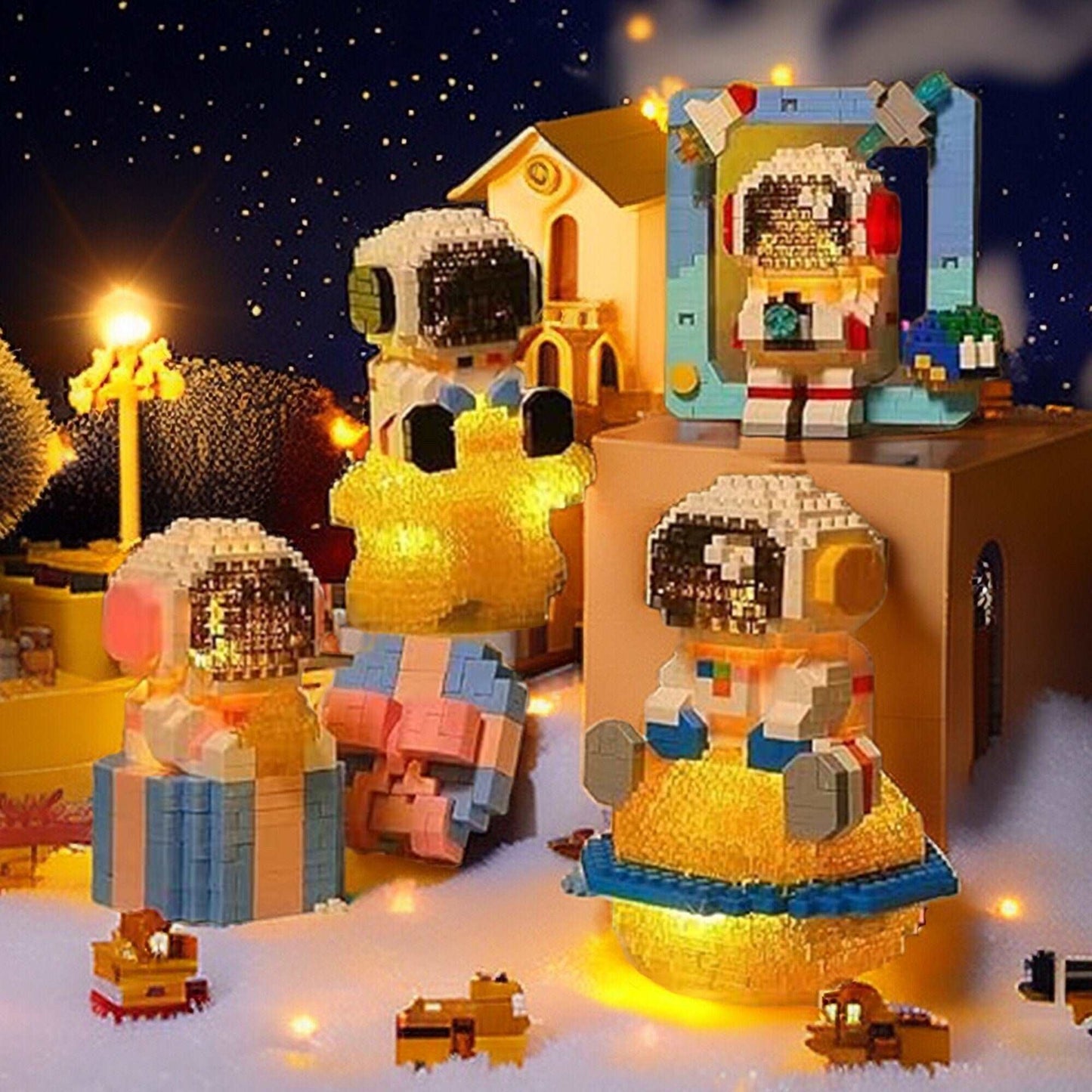 DIY Galactic Space Explorer Mini Brick Sets - Astronaut Figures Nano Blocks Building Kits with Glowing Feature - Builditfy