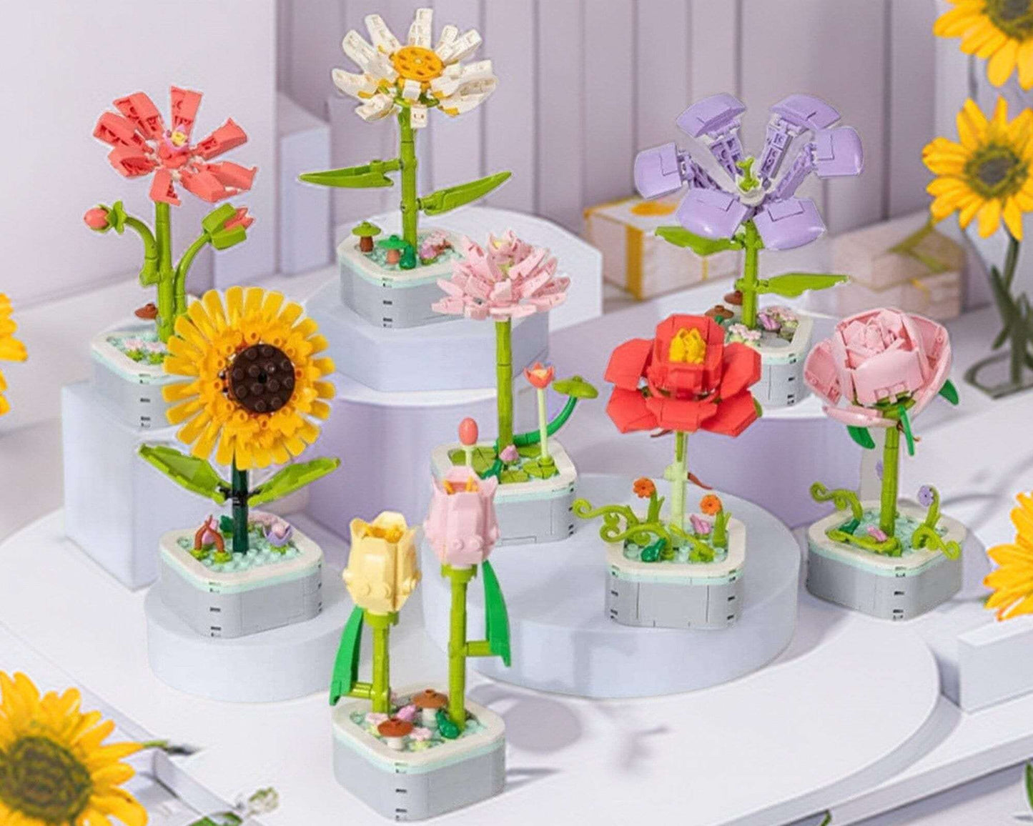 GIFT SET - DIY Flower Building Blocks: Eternal Blooms for Your Home Decor and Indoor Garden - Builditfy