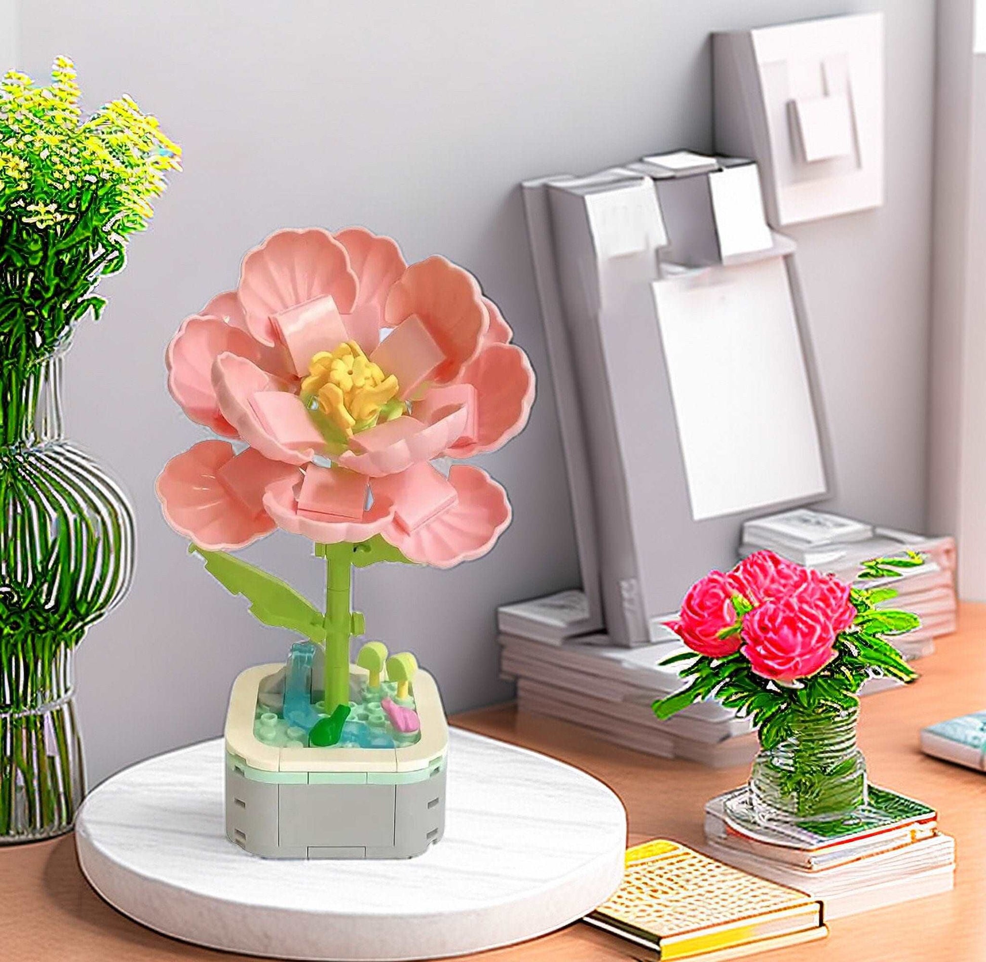 Pink Hibiscus - DIY Floral Bliss: Craft Your Own Eternal Garden with Flower Building Block Kits - Builditfy