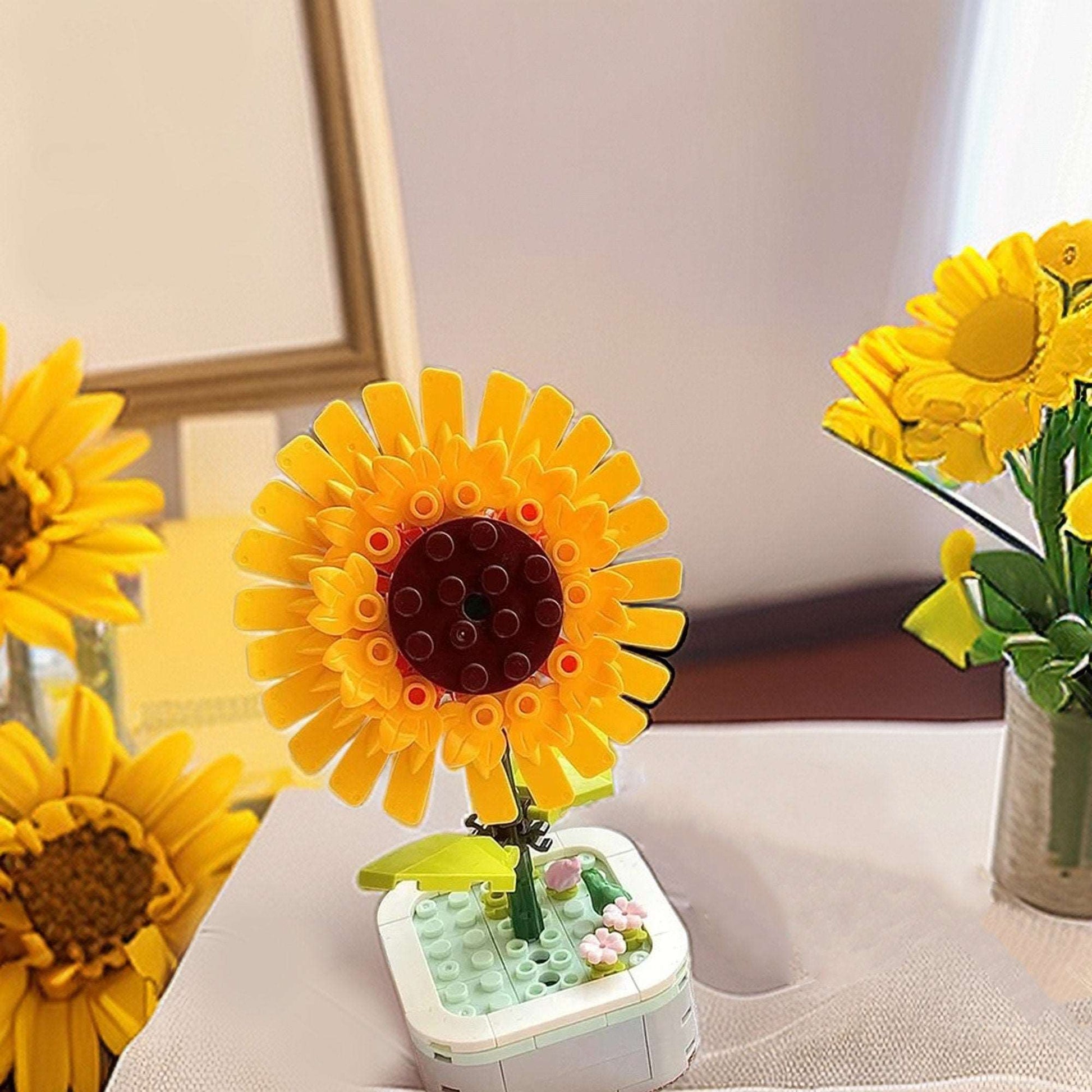 GIFT SET - Sun Flower (Helianthus) DIY Floral Bliss: Craft Your Own Eternal Garden with Flower Building Block Kits - Builditfy