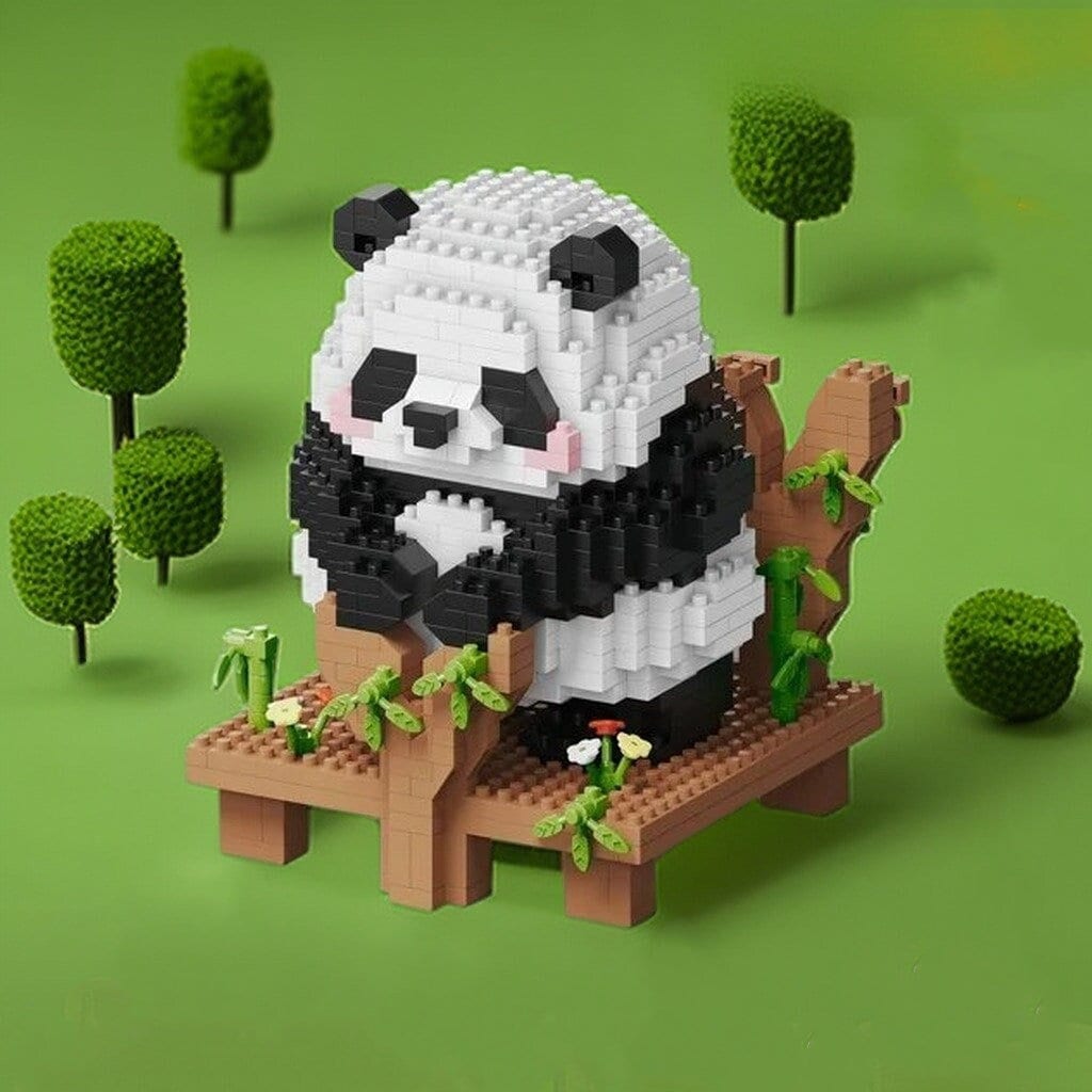 Build-Your-Own Adorable Panda Garden Nano Blocks Brick Set - Charming 1098 Piece Panda Model with Bench - Delightful Wildlife Building Kit - Builditfy