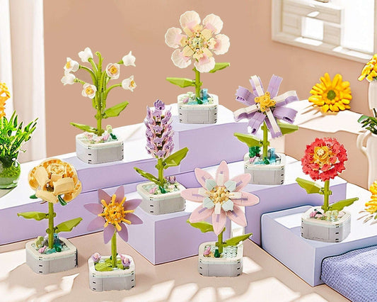 GIFT MODE - DIY Flower Building Blocks: Bring the Timeless Beauty of Yellow Roses, Lilacs, Gardenias, and More into Your Home Decor - Builditfy