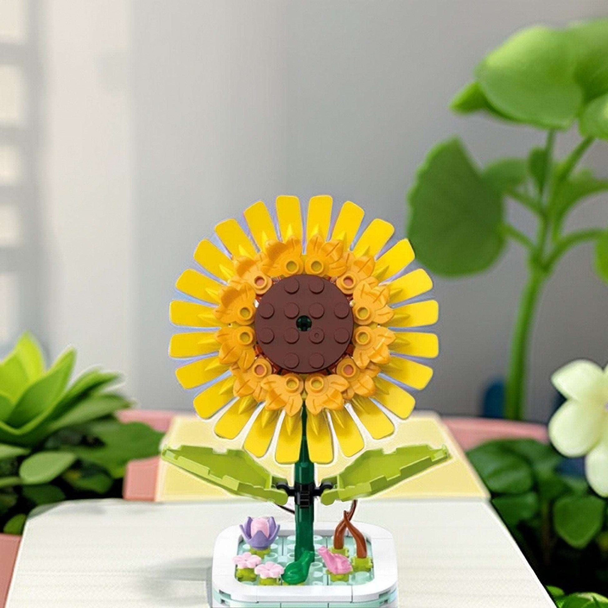 GIFT SET - Sun Flower (Helianthus) DIY Floral Bliss: Craft Your Own Eternal Garden with Flower Building Block Kits - Builditfy