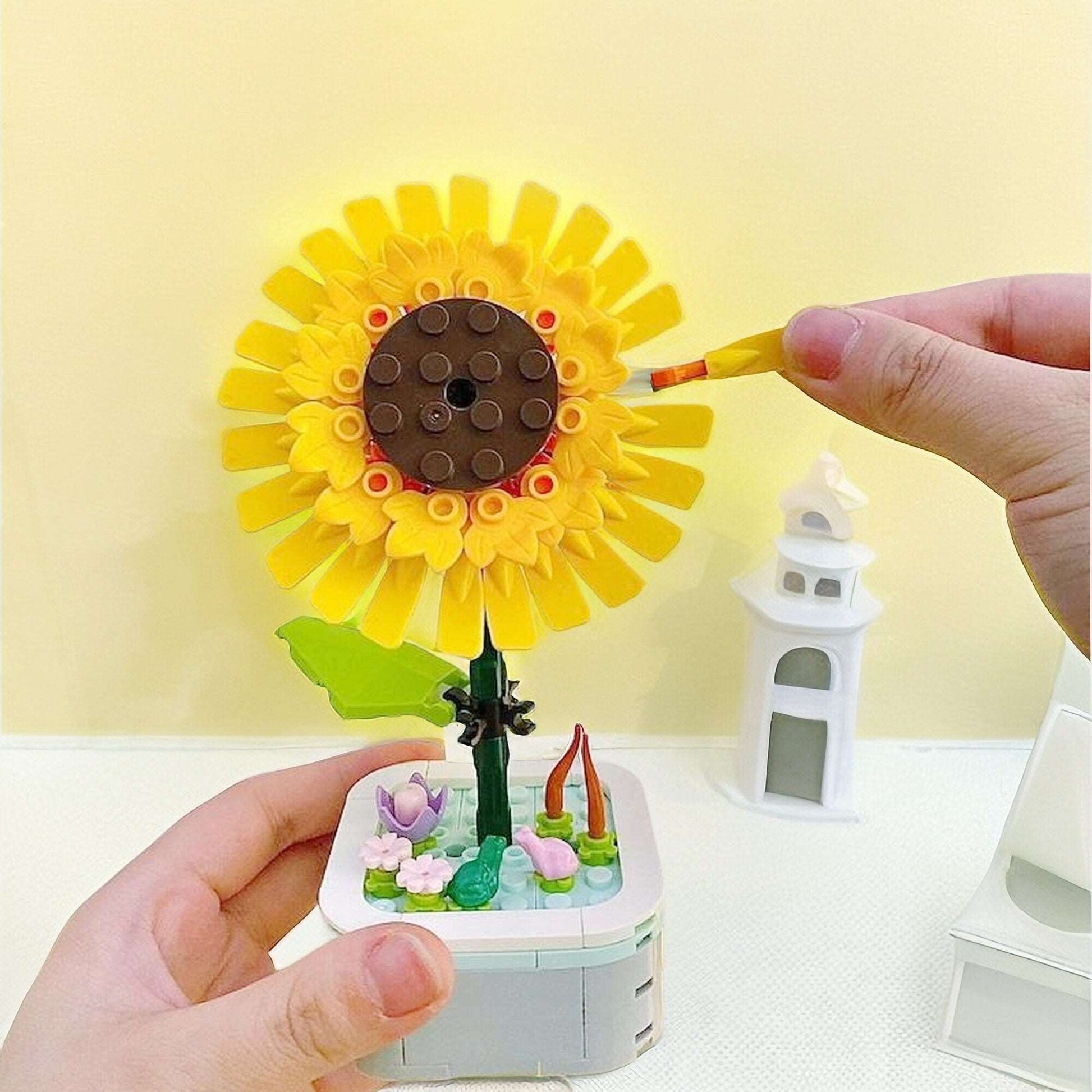 Sun Flower (Helianthus) - DIY Floral Bliss: Craft Your Own Eternal Garden with Flower Building Block Kits - Builditfy