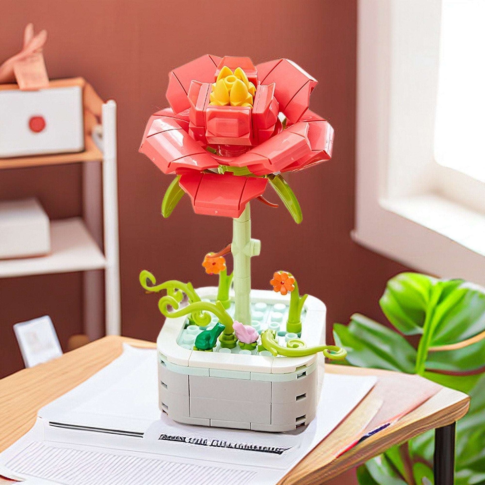 GIFT SET - Rose DIY Floral Bliss: Craft Your Own Eternal Garden with Flower Building Block Kits - Builditfy