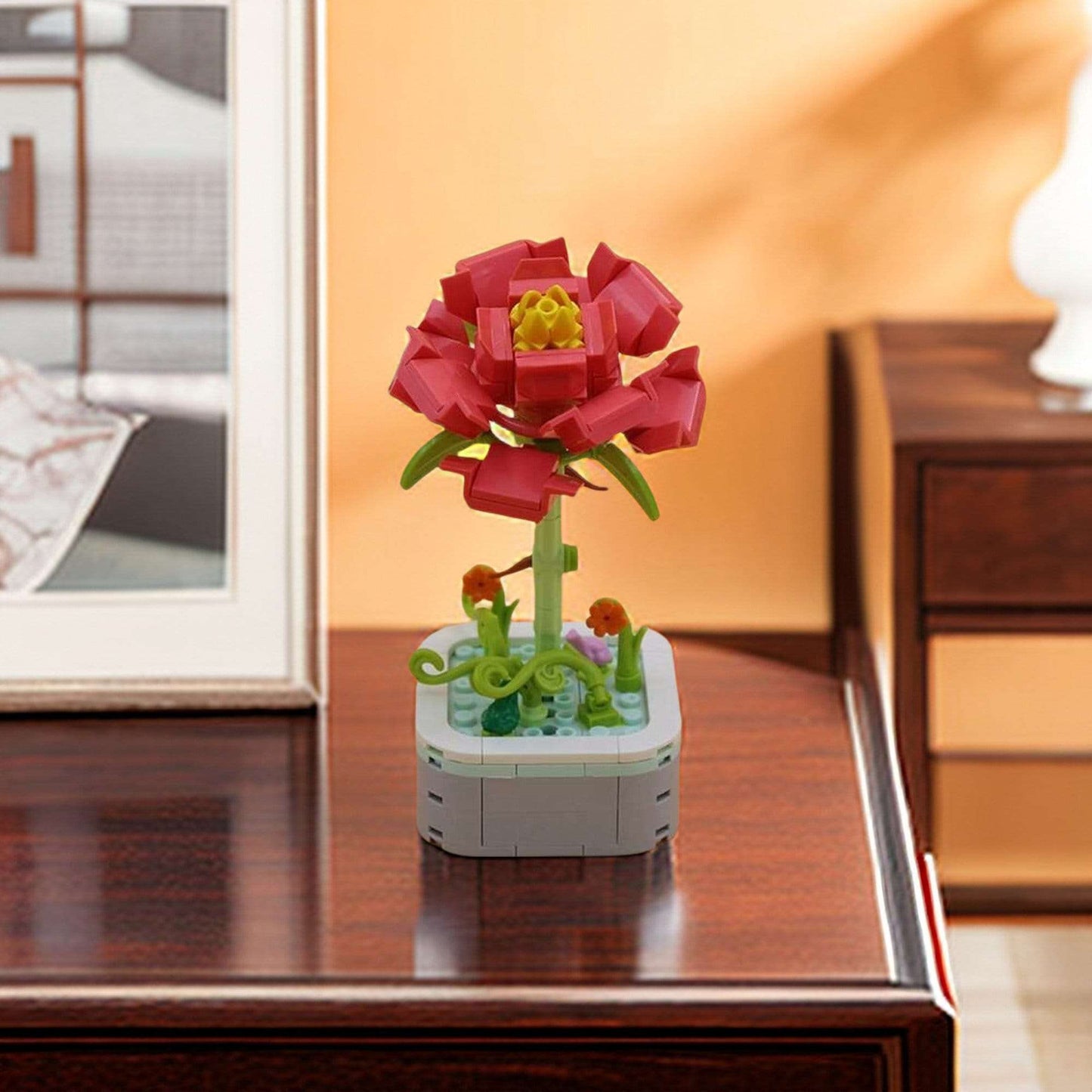 Red Peony - DIY Floral Bliss: Craft Your Own Eternal Garden with Flower Building Block Kits - Builditfy