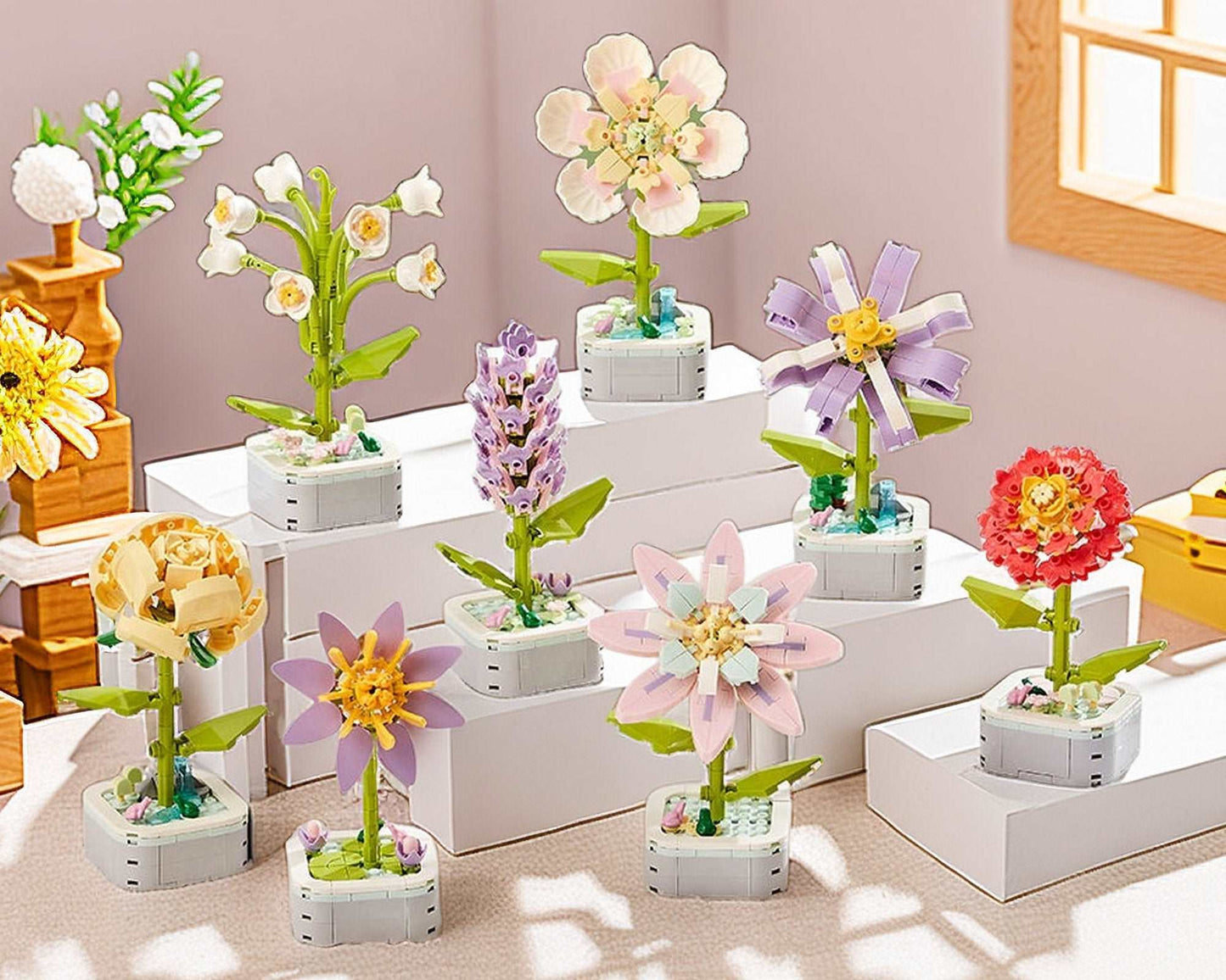 DIY Flower Building Blocks Set: Bring the Timeless Beauty of Yellow Roses, Lilacs, Gardenias, and More into Your Home Decor - Builditfy