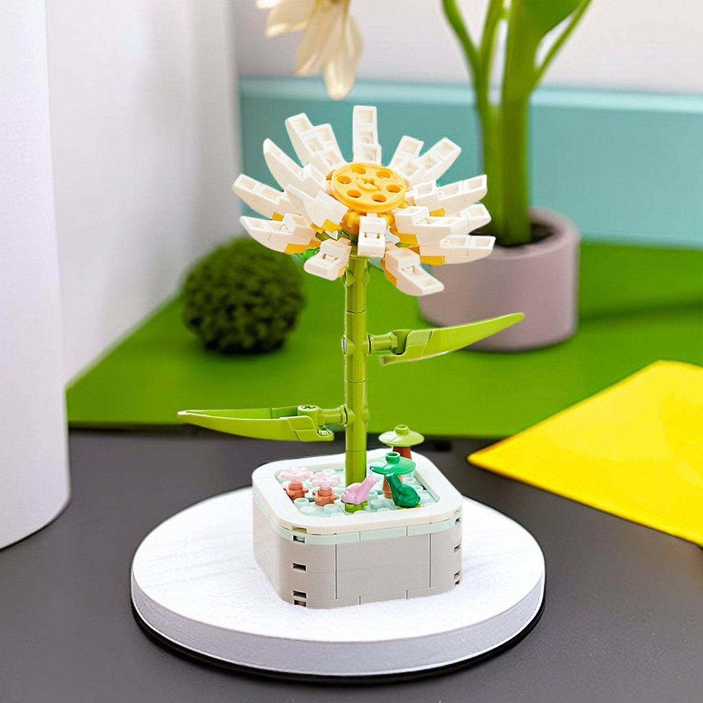 GIFT SET - Daisy: Craft Your Own Eternal Garden with Flower Building Block Kits, DIY Floral Bricks - Builditfy
