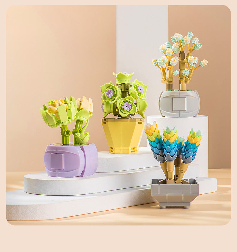 DIY Succulent Potted Plant Gift Set 3 - Building Block Flowers that Never Wilt - Builditfy