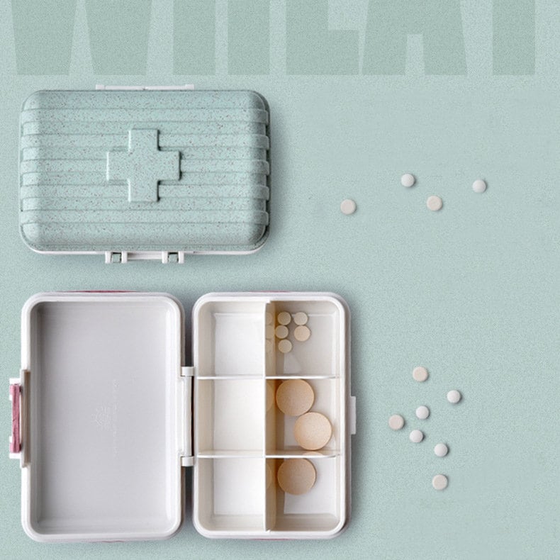 Portable Luggage Design Eco Pill Box with 6 Compartments for Daily Medication Management - Builditfy