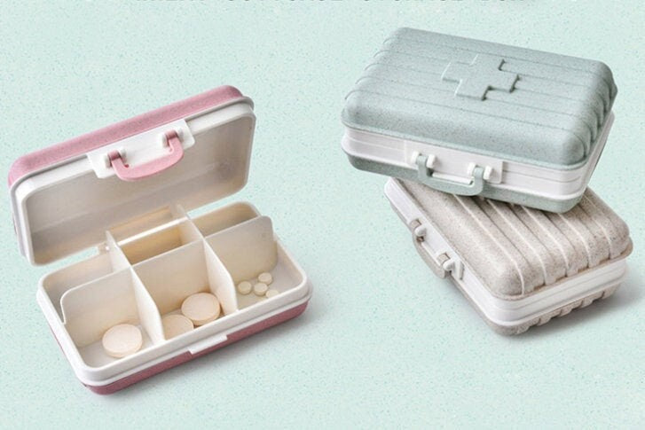 Portable Luggage Design Eco Pill Box with 6 Compartments for Daily Medication Management - Builditfy