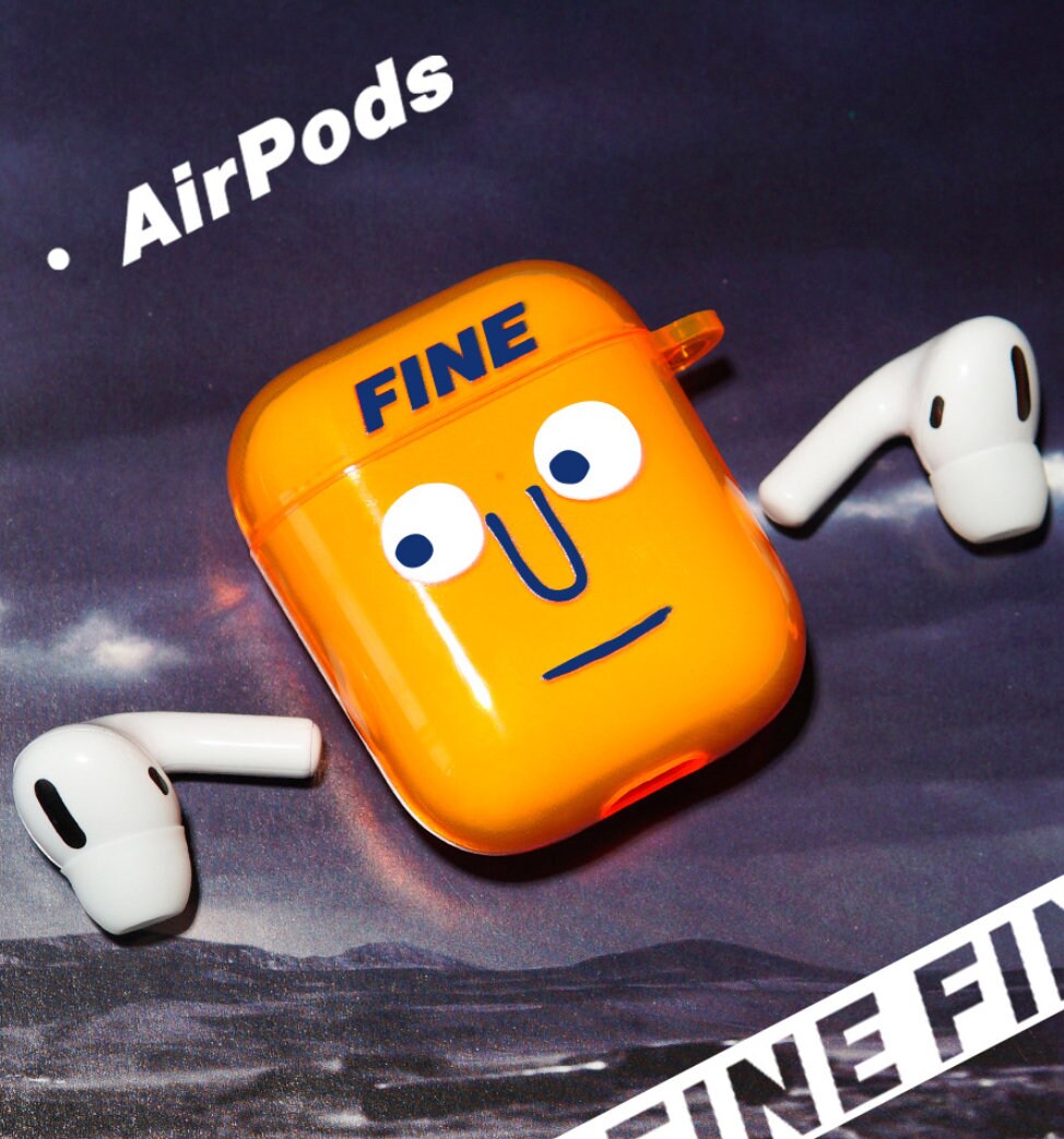 Funky Orange AirPods Case - Quirky Protective Silicone Cover for Apple AirPods 1, 2 & Pro (1st Gen) - Builditfy