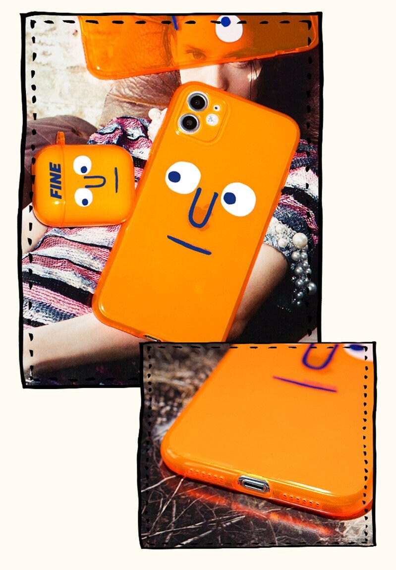 Funky Orange iPhone Case for iPhone 11, 11 Pro, 11 Pro Max, iPhone 12, 12 Pro, 12 Pro Max - Unique and Playful Design with a Funny Face - Builditfy