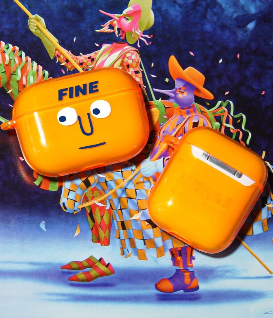 Funky Orange AirPods Case - Quirky Protective Silicone Cover for Apple AirPods 1, 2 & Pro (1st Gen) - Builditfy