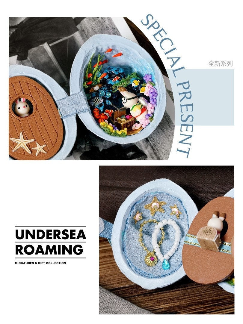 DIY Miniature Dollhouse Kit - Walnut Shell / Easter Egg Theme - Handcraft Mini World - Creative Gift Idea - Builditfy