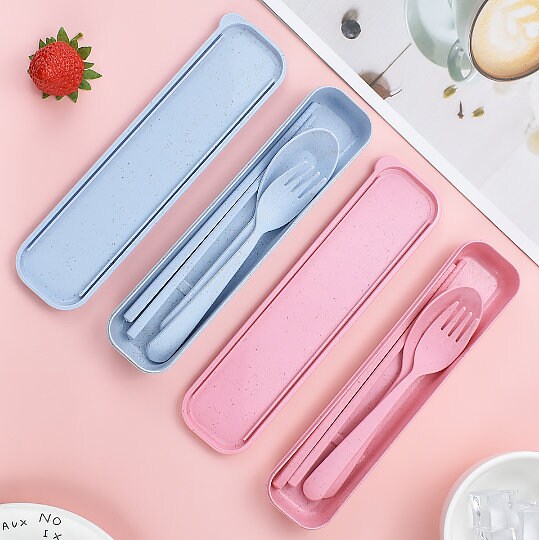 Savor Sustainability: Eco-Friendly Wheat Straw Reusable Travel Cutlery Set for On-the-Go Dining - Builditfy