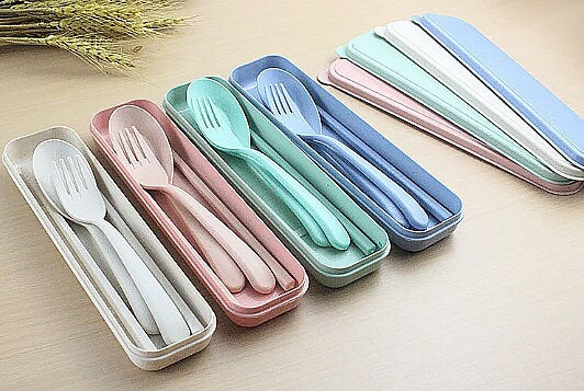 Savor Sustainability: Eco-Friendly Wheat Straw Reusable Travel Cutlery Set for On-the-Go Dining - Builditfy
