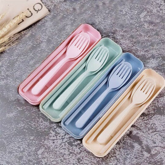 Savor Sustainability: Eco-Friendly Wheat Straw Reusable Travel Cutlery Set for On-the-Go Dining - Builditfy