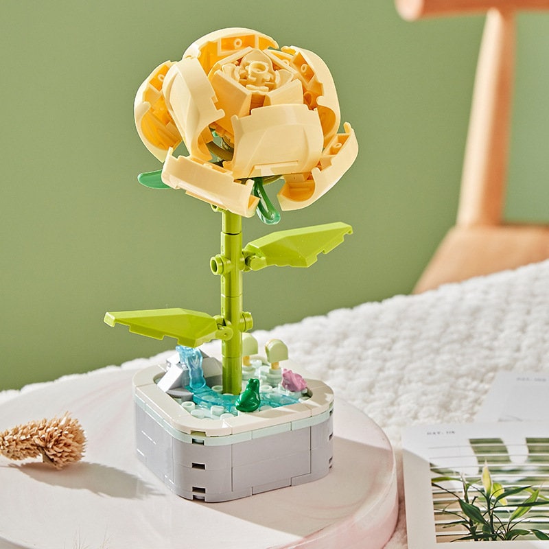 DIY Flower Building Blocks Set: Bring the Timeless Beauty of Yellow Roses, Lilacs, Gardenias, and More into Your Home Decor - Builditfy