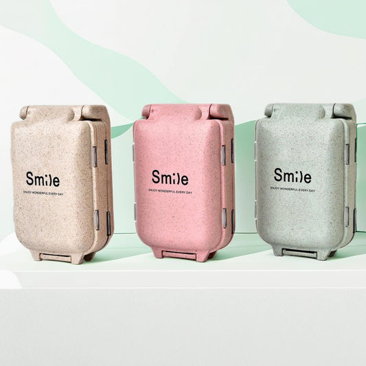 Charming 'Smile' Portable Eco Pill Box with 8 Compartments – Your Stylish Medication Companion - Builditfy