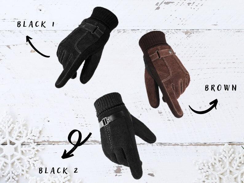 Premium Men's Winter Leather Gloves - Touchscreen Enabled for Outdoor Activities and Smartphone Use - Builditfy