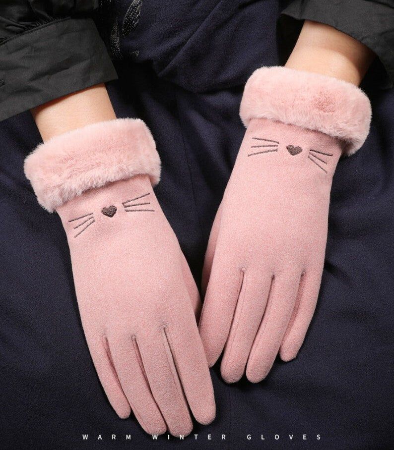 Winter Warmth in Style: Cat Lover's Touchscreen Cotton Gloves for Women - Builditfy