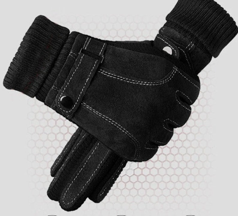Premium Men's Winter Leather Gloves - Touchscreen Enabled for Outdoor Activities and Smartphone Use - Builditfy