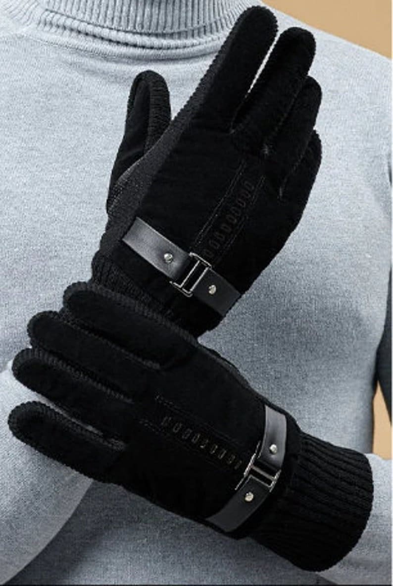 Premium Men's Winter Leather Gloves - Touchscreen Enabled for Outdoor Activities and Smartphone Use - Builditfy