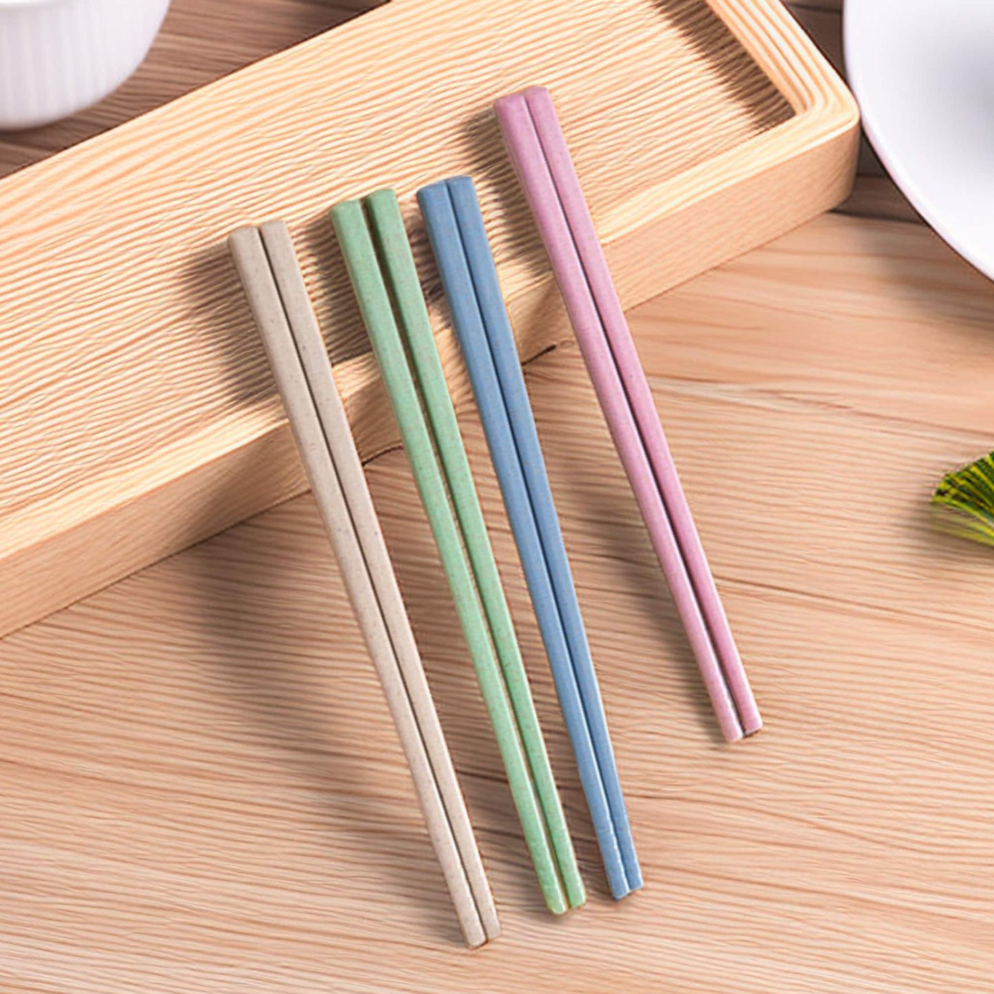 Sustainable Wheat Straw Chopsticks Set - 4 Pairs, Eco-Conscious Dining Essentials - Builditfy