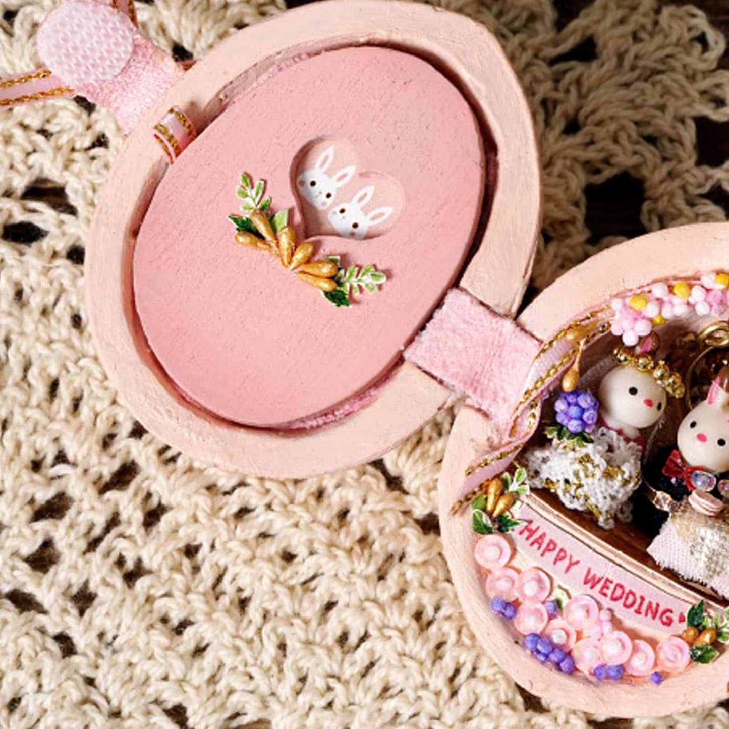 DIY Miniature Dollhouse Kit - Walnut Shell / Easter Egg Theme - Handcraft Mini World - Creative Gift Idea - Builditfy