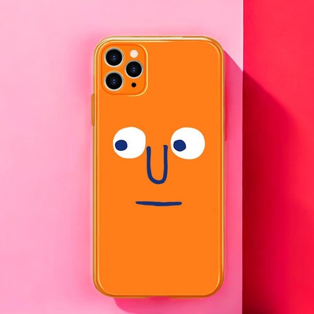 Funky Orange iPhone Case for iPhone 11, 11 Pro, 11 Pro Max, iPhone 12, 12 Pro, 12 Pro Max - Unique and Playful Design with a Funny Face - Builditfy