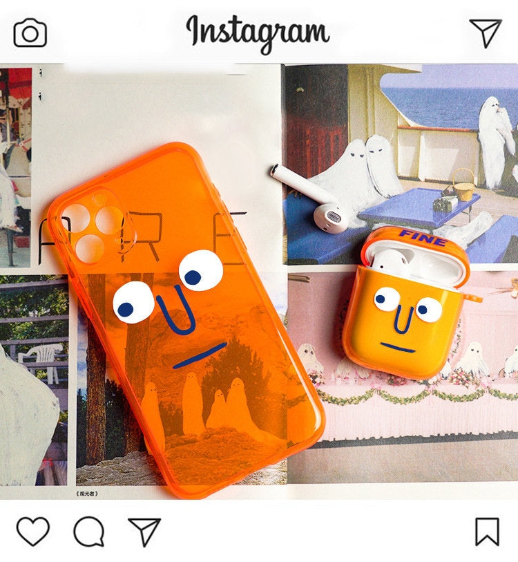 Funky Orange iPhone Case for iPhone 11, 11 Pro, 11 Pro Max, iPhone 12, 12 Pro, 12 Pro Max - Unique and Playful Design with a Funny Face - Builditfy