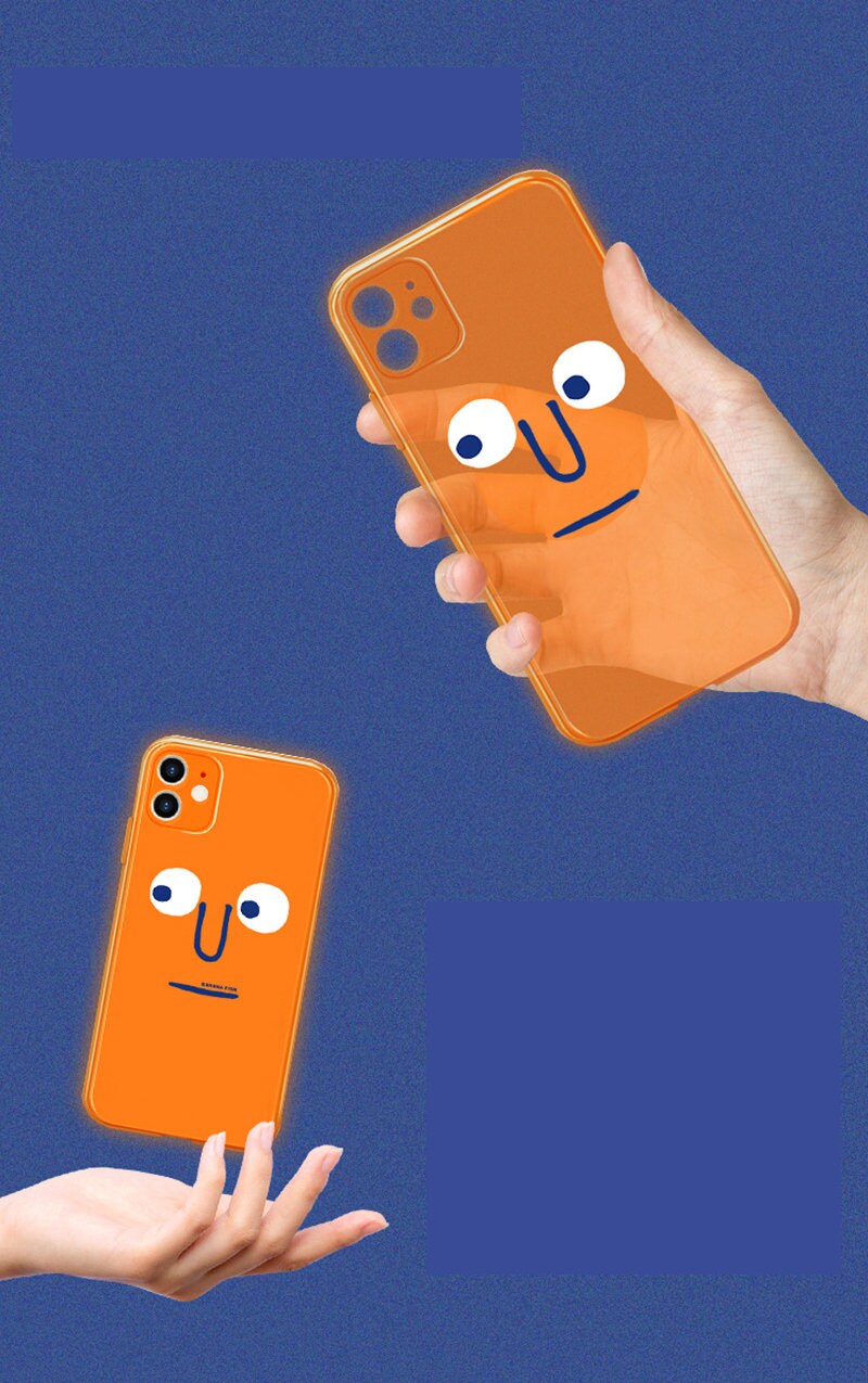 Funky Orange iPhone Case for iPhone 11, 11 Pro, 11 Pro Max, iPhone 12, 12 Pro, 12 Pro Max - Unique and Playful Design with a Funny Face - Builditfy