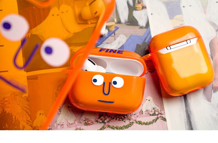 Funky Orange AirPods Case - Quirky Protective Silicone Cover for Apple AirPods 1, 2 & Pro (1st Gen) - Builditfy