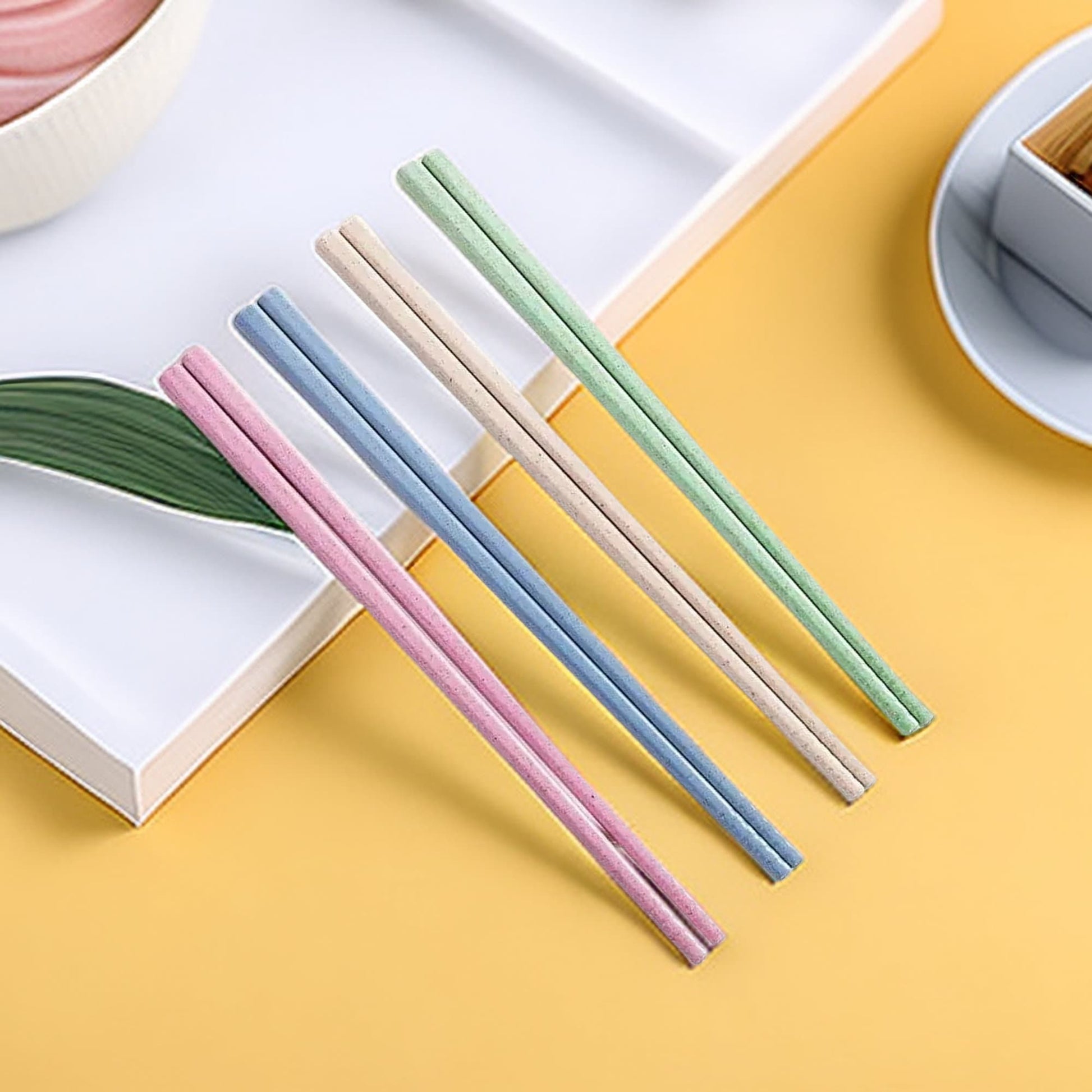 Sustainable Wheat Straw Chopsticks Set - 4 Pairs, Eco-Conscious Dining Essentials - Builditfy