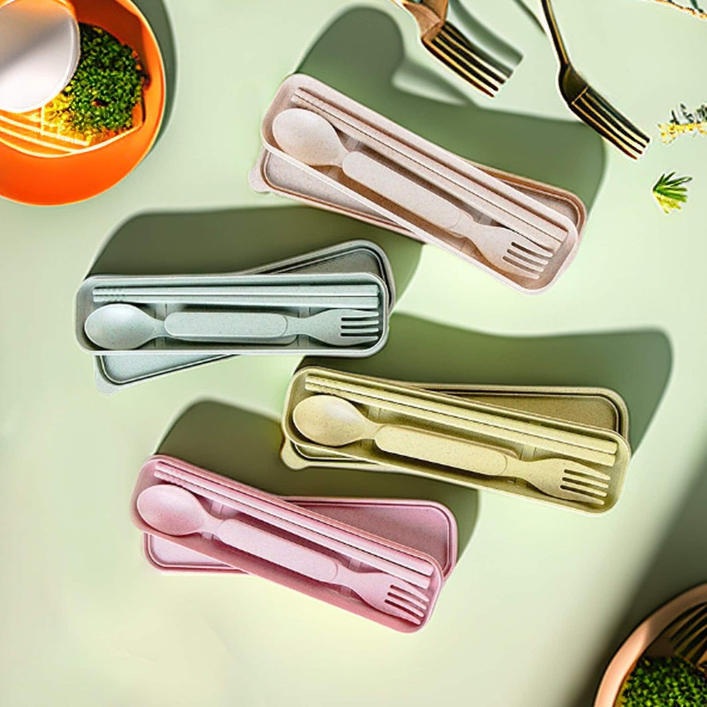 Reusable Wheat Straw Cutlery Set with Travel Case - Eco-Friendly Utensils for On-the-Go Dining - Builditfy