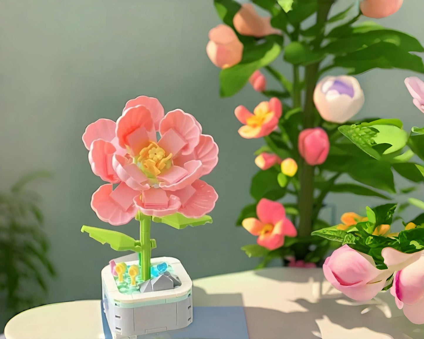 GIFT SET: Pink Hibiscus - DIY Craft Your Own Eternal Garden with Flower Building Block Kits - Builditfy